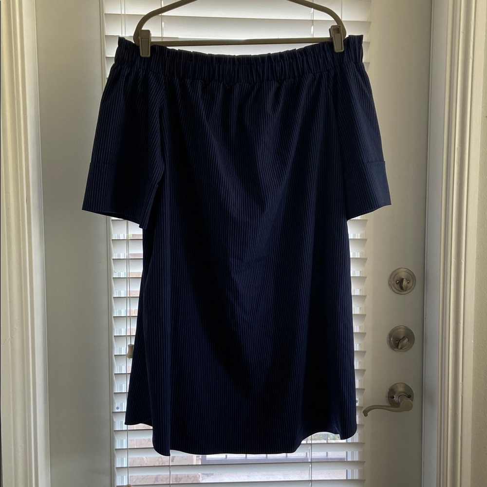 RACHEL Rachel Roy Pin-Striped Blue Dress Size 2x